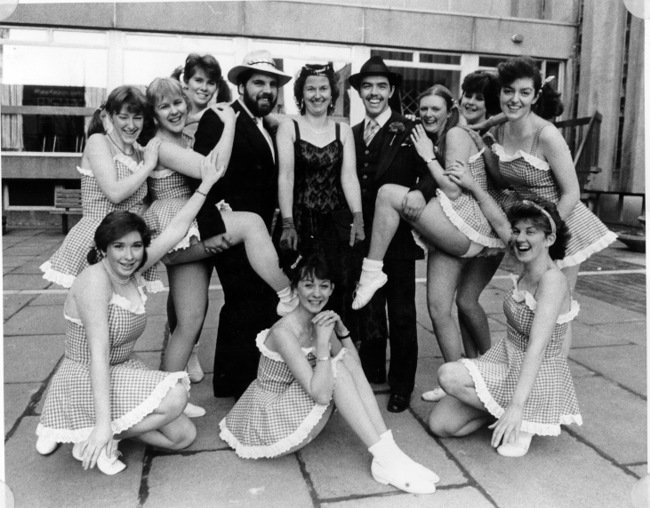 Promo pic for Guys and Dolls 1985. Alison Smith is back row second from right.